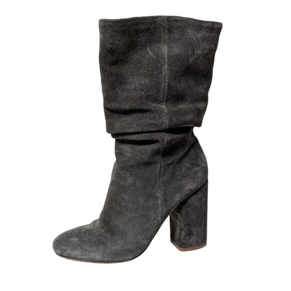 SPLENDID Phyllis Gray Suede Leather Mid-Calf High Heel Boots 7.5 - Picture 4 of 11